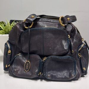 Tod's Rich Brown Leather Shoulder Bag with Gold Details